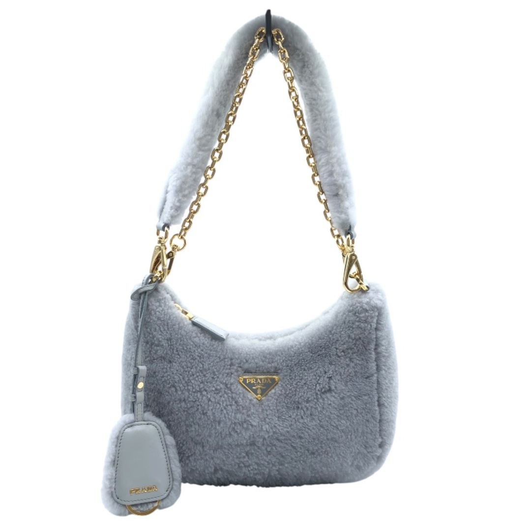 PRADA - 　プラダ PRADA Re-Edition ショルダーバッグ 1BC204 グレー　GD金具 ムートン レディース ショルダーバッグ