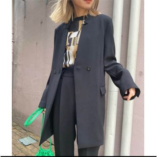 美品 ノーカラージャケット ツイード ニット ラメ 金ボタン 美品 ノーカラージャケット ツイード ニット ラメ 金ボタン