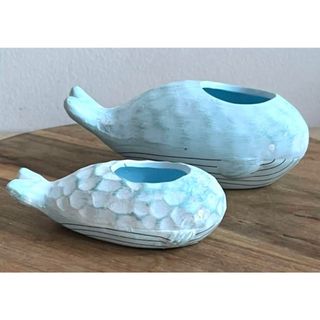【新品】クジラのプランター(2つ))(置物)