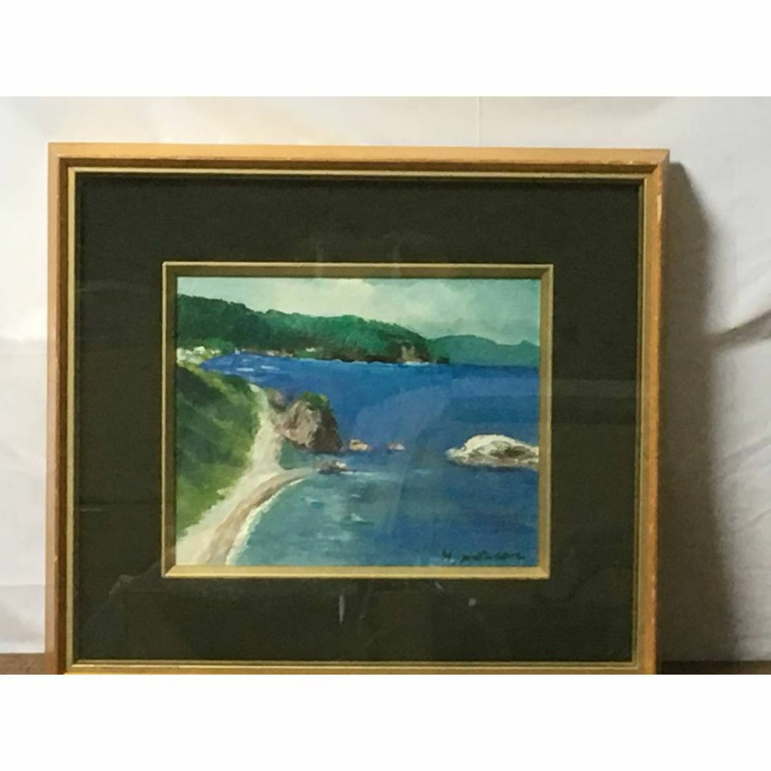 人気ランキング 油彩:(仮題)『上磯海岸』(松島弘 作。額装) 絵画+タペストリー