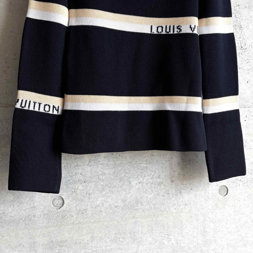 美品 LOUIS VUITTON ボーダーニット XS ロゴデザイン ボタン