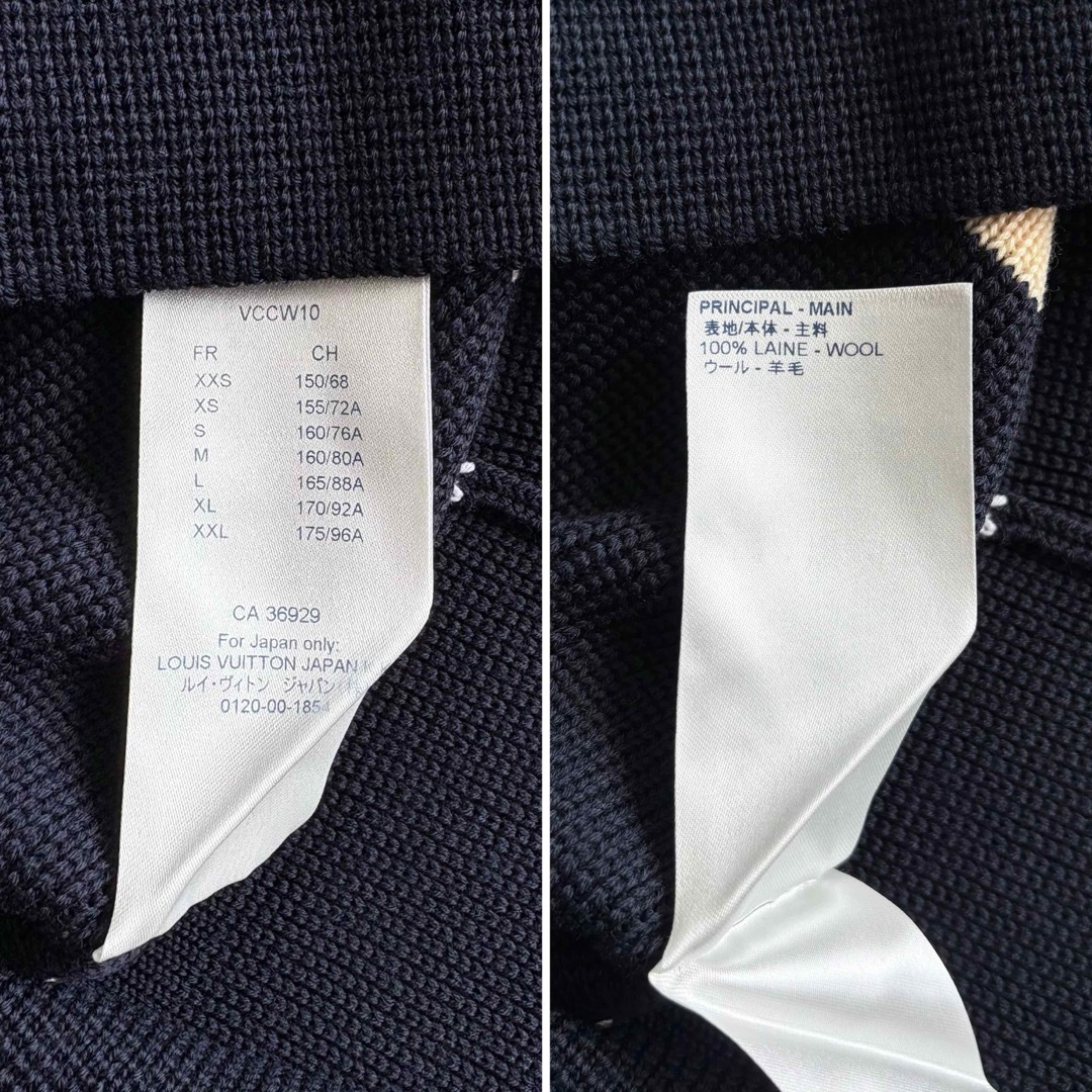 美品 LOUIS VUITTON ボーダーニット XS ロゴデザイン ボタン