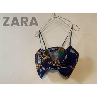 ZARA - ZARA ぺプラムリボントップス M新品タグ付き ブラックの ZARA - ZARA ぺプラムリボントップス M新品タグ付き ブラックの