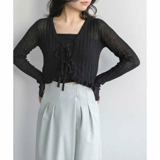 ランダ(RANDA)の【BLACK】【Balletcore Collection】カップインタンクトップセットカーディガン(カーディガン)