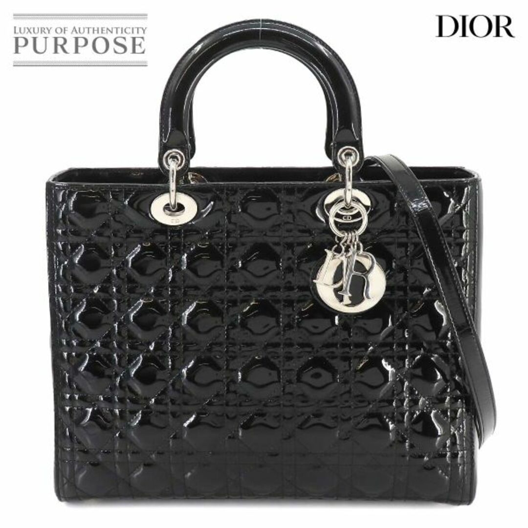 Christian Dior - 新品同様 クリスチャン ディオール Chiristian Dior レディディオール ラージ 2way ハンド ショルダー バッグ エナメル ブラック VLP 90260974