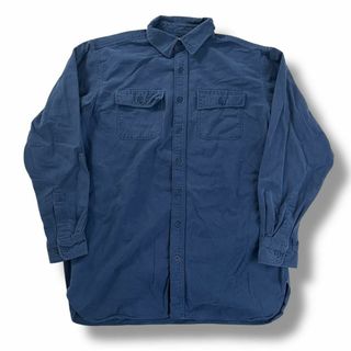 エルエルビーン(L.L.Bean)の00s L.L.Bean シャモアクロスシャツ フランネル 古着 ブルー L(Tシャツ/カットソー(七分/長袖))