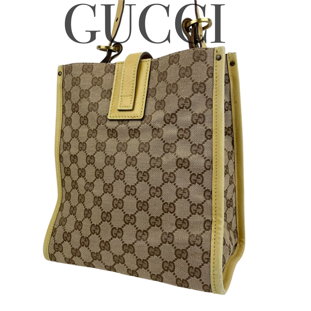 GUCCI - ✨美品　GUCCI グッチ　ワンショルダー　GGキャンバス　ハンドバッグ　黄色