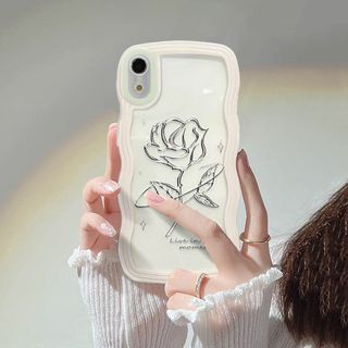 【色:ホワイト・ローズ_サイズ:iPhone XR】UEEBAI ケース 対応 (その他)