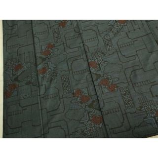 平和屋着物■本場大島紬　7マルキ　草花文　正絹　逸品　DAAO6096we(着物)