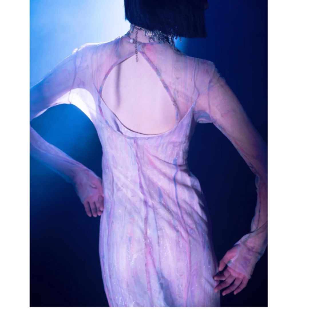 mame - 2022SS ・Marble Print Sheer Jersey Dressの通販 by mame - 2022SS ・Marble Print Sheer Jersey Dressの通販 by