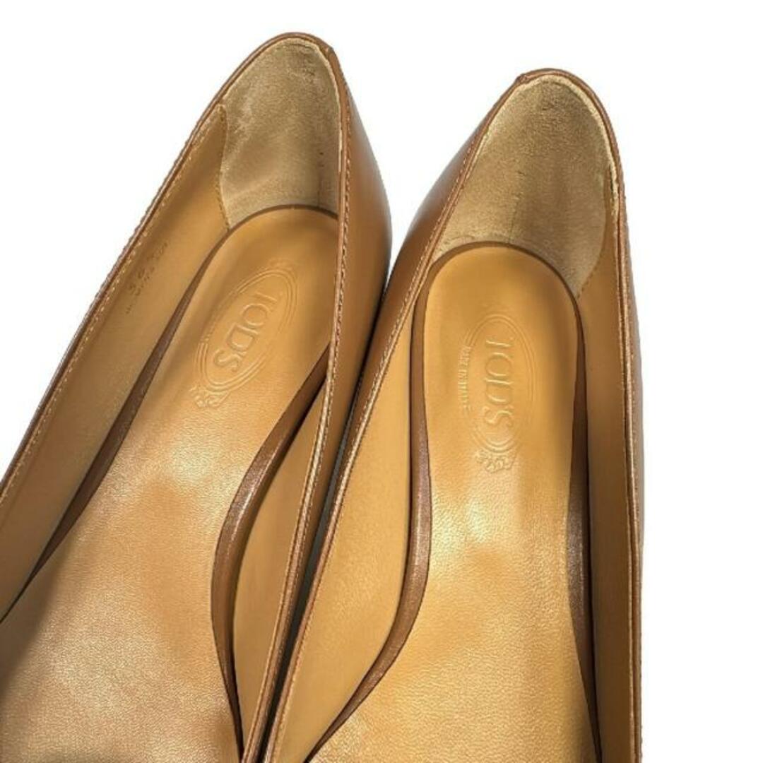 【TOD'S】ロゴ入り メタルバレッタ付き レザー パンプス TOD´S(トッズ) パンプス 36 1/2 レディース ブラウン ロゴ入り