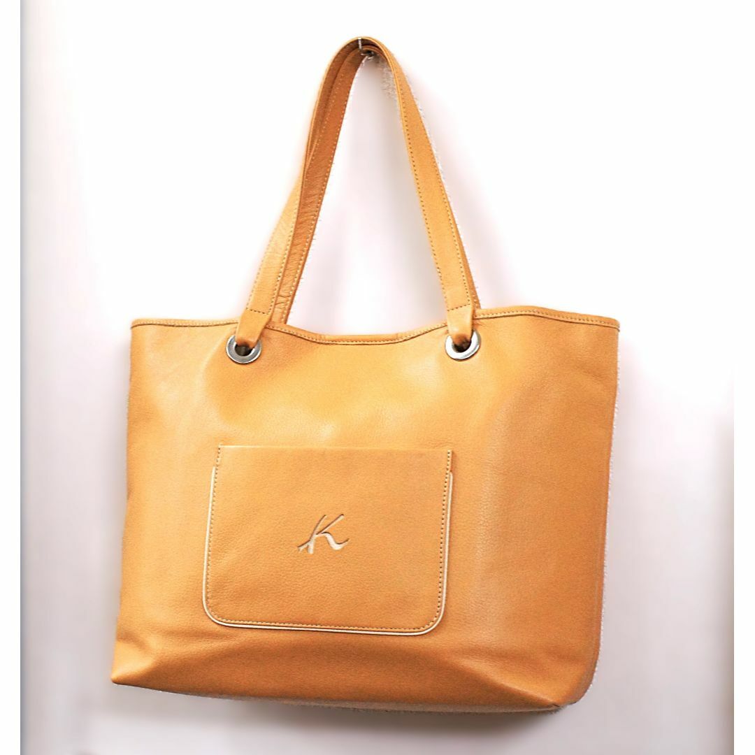 Kitamura - 【良品】キタムラ レザー 本革 前ポケット トートバッグ キャメル