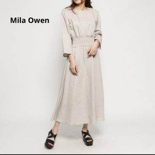 ミラオーウェン(Mila Owen)のミラオーウェン　リネン混ロングワンピース Sサイズ(ロングワンピース/マキシワンピース)