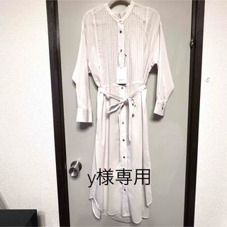 ロートレアモン(LAUTREAMONT)のy様専用　タグ付き未着用ピンタック シャツワンピース 長袖 ベルト付き 38(ロングワンピース/マキシワンピース)