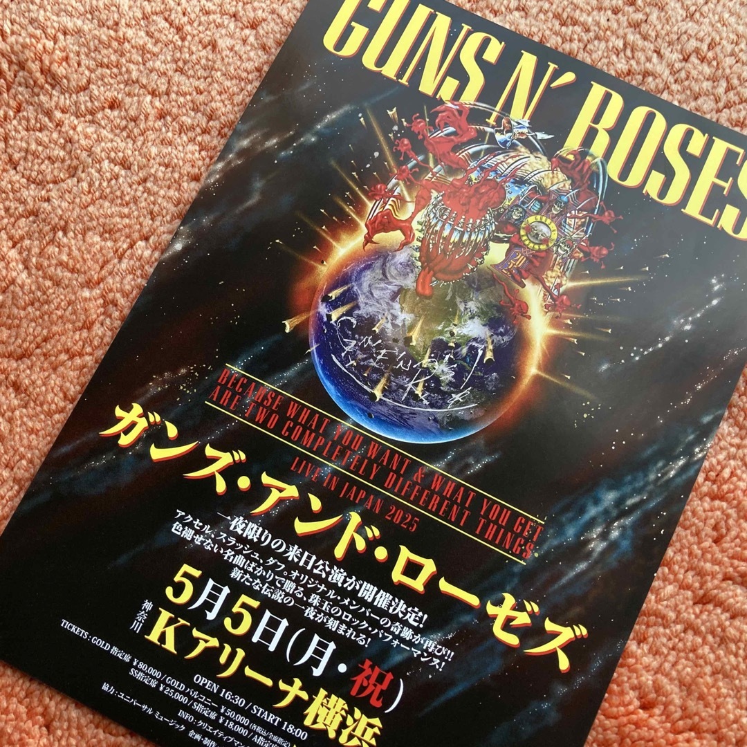 ガンズ アンド ローゼズ 2025来日フライヤー Guns n’ roses エンタメ/ホビーのタレントグッズ(ミュージシャン)の商品写真