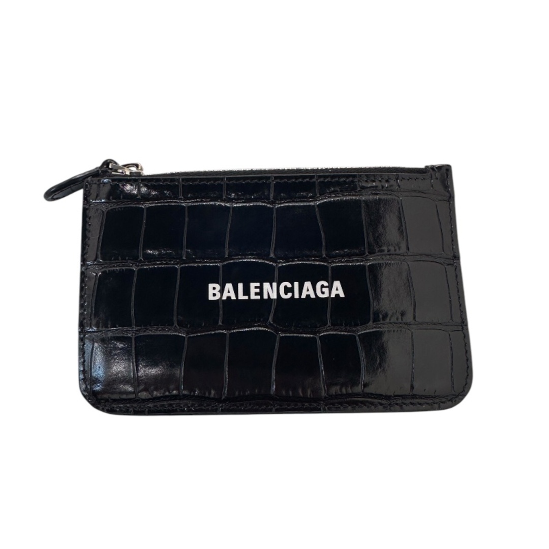 BALENCIAGA - 　バレンシアガ BALENCIAGA キャッシュ　フラグメントケース ブラック ウロコ型押しレザー ユニセックス コインケース
