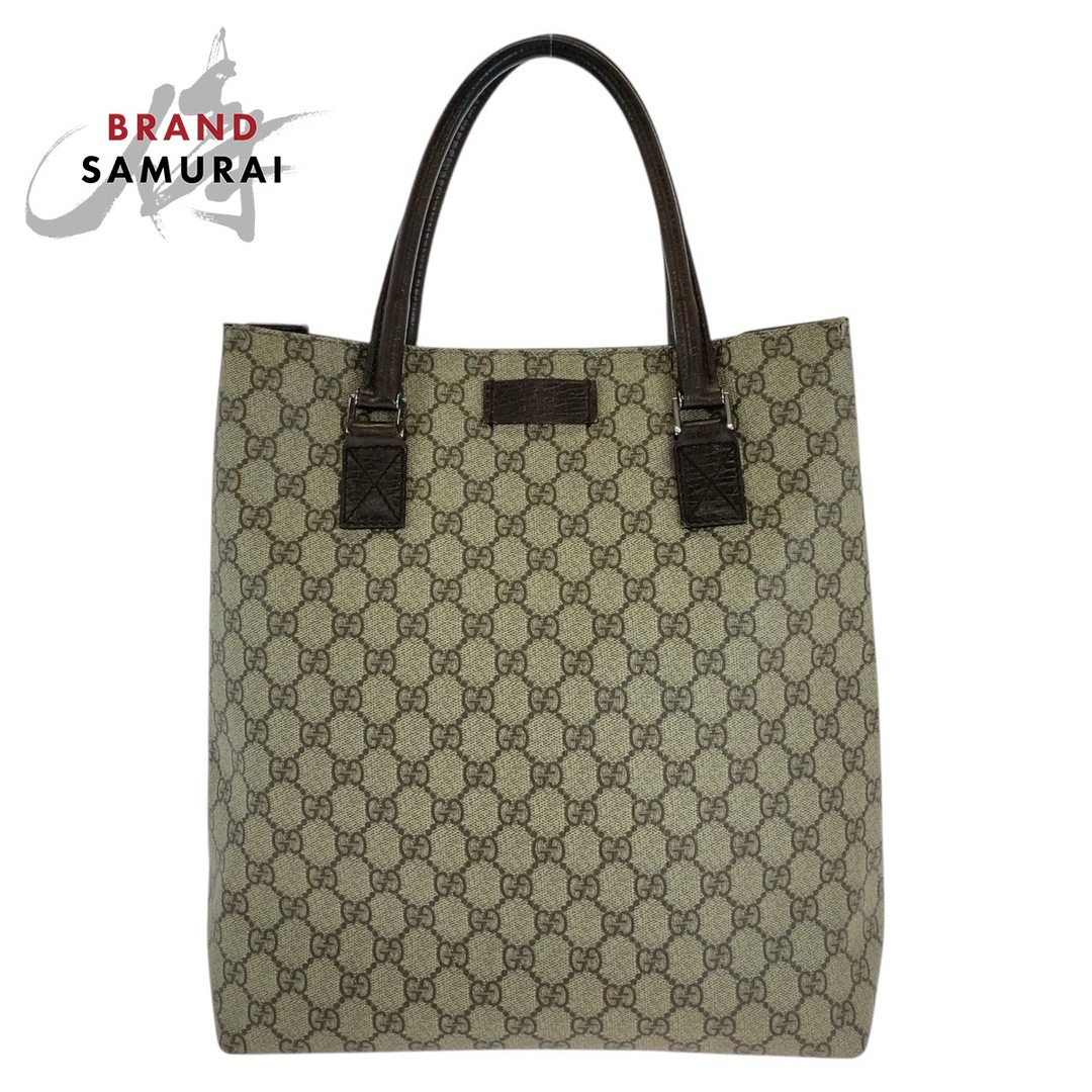 GUCCI - GUCCI グッチ ベージュ ブラウン GGスプリームキャンバス /レザー 131220 トートバッグ ショルダーバッグ レディース 501378 【中古】