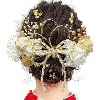 【色:シャンパン】JZOON 成人式 髪飾り ヘアアクセサリー アジサイ テール(その他)