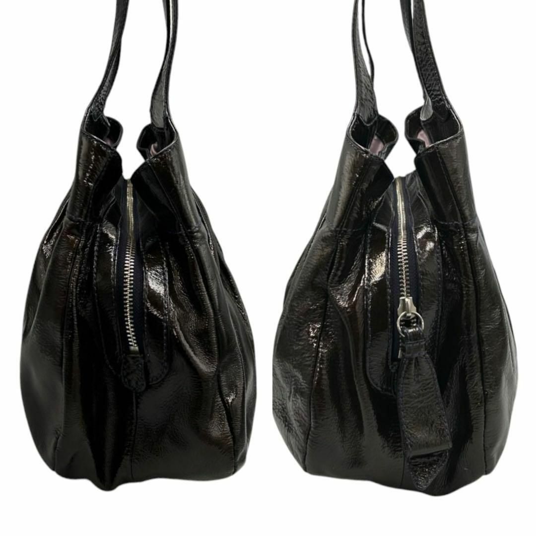 COACH(コーチ)の【美品】コーチ ワンショルダーバッグ エナメル ブラウン 14063 レディースのバッグ(ショルダーバッグ)の商品写真