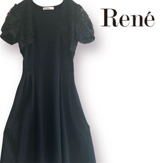 René - 【美品】ルネ Rene スクエアワンピース ブラック 36の René - 【美品】ルネ Rene スクエアワンピース ブラック 36の