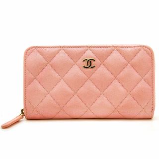 シャネル(CHANEL)の良品 シャネル 財布 マトラッセ コンパクトウォレット A80481 ピンク ゴールド金具 レザー CHANEL ココマーク coco スペイン製 オーロラ 中古(財布)