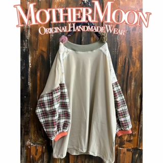 ハンドメイド★ほっこりチェック袖のニットプルOB(シャツ/ブラウス(長袖/七分))