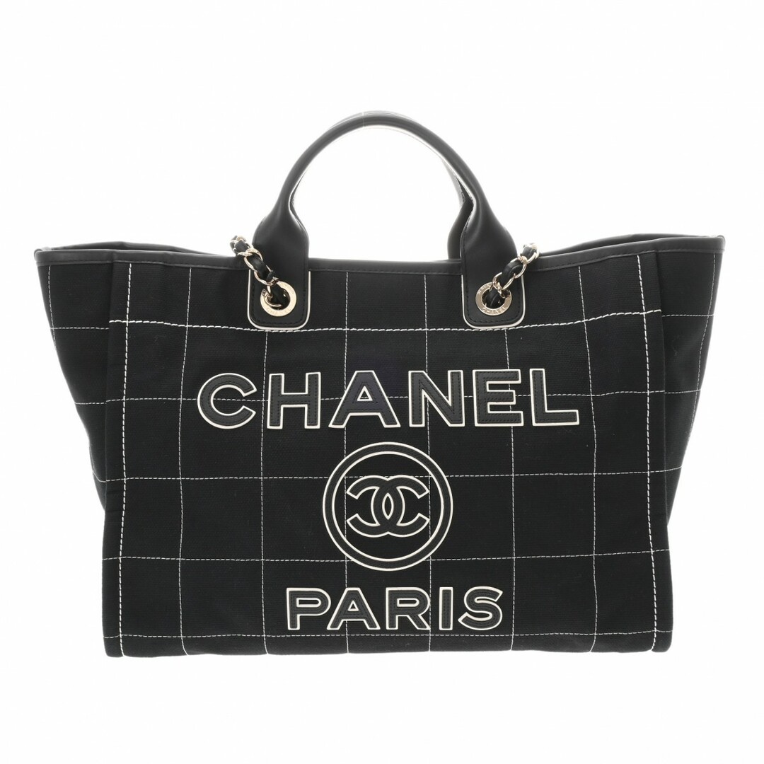 CHANEL - 中古 シャネル CHANEL A66941 ランダムシリアル レディース トートバッグ ドーヴィル ブラック キャンバス /レザー