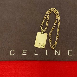 最新 - CELINE セリーヌ 石 保存袋付き ロゴ ヴィンテージ ネックレス アクセサリー