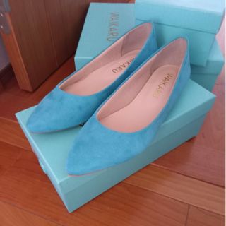 新品未使用春色ペタンコパンプス　ブルー(ハイヒール/パンプス)