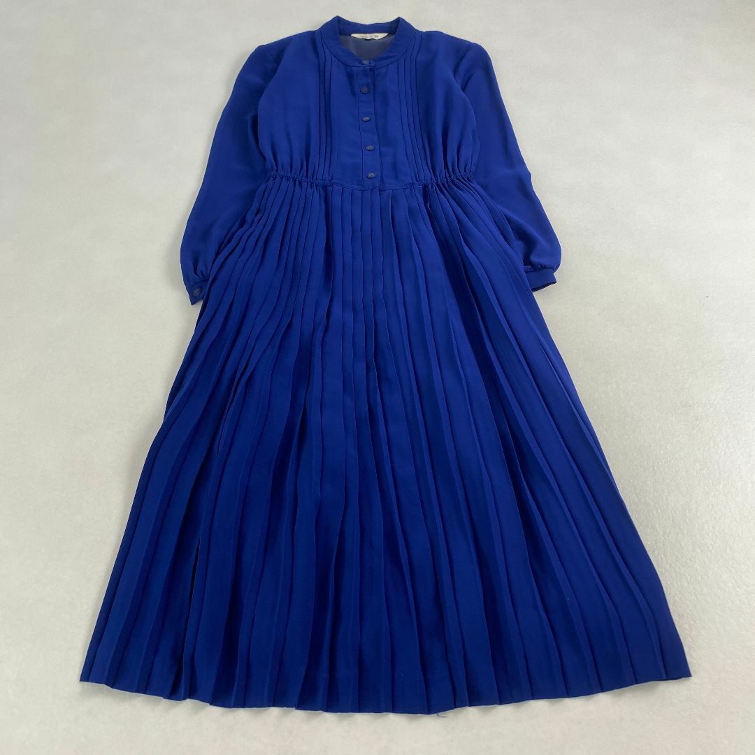 VINTAGE - ヴィンテージ　ロングワンピース　プリーツ　レトロ　ブルー　かわいい　13号　XL