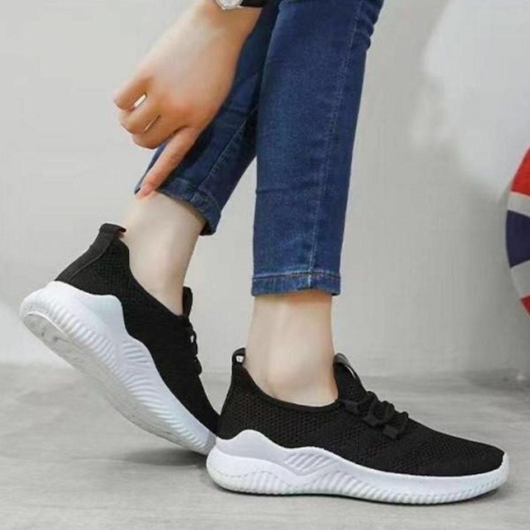 スニーカー ナースシューズ ウォーキング ブラック メッシュ 25.0 ジム レディースの靴/シューズ(スニーカー)の商品写真