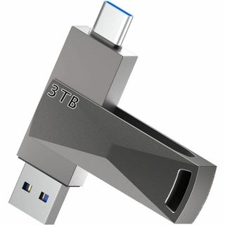 USBメモリ 3TB 【人気商品】大容量 2in1 外付けメモリー 360度回転(PC周辺機器)
