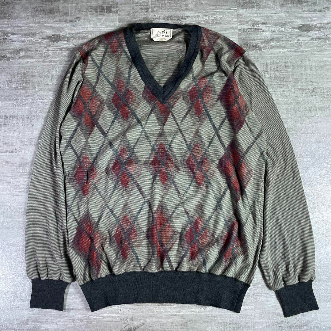 HERMES - スターマーク☆ HERMES エルメス カシミヤ アーガイル HERMES - スターマーク☆ HERMES エルメス カシミヤ アーガイル