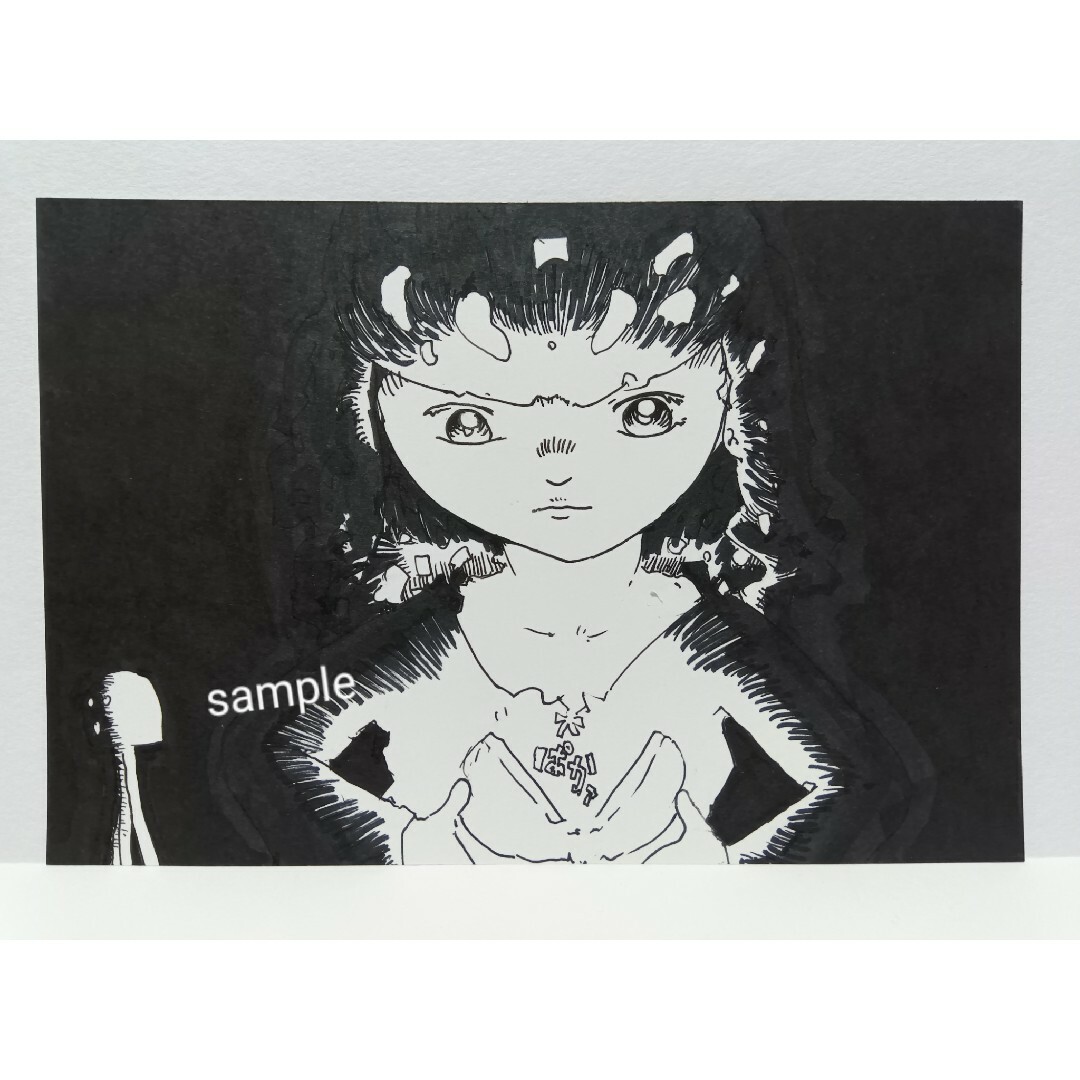 オリジナルイラスト 手描きイラスト ぱかァ 絵 モノクロ アート 原画 自作 ハンドメイドのインテリア/家具(アート/写真)の商品写真