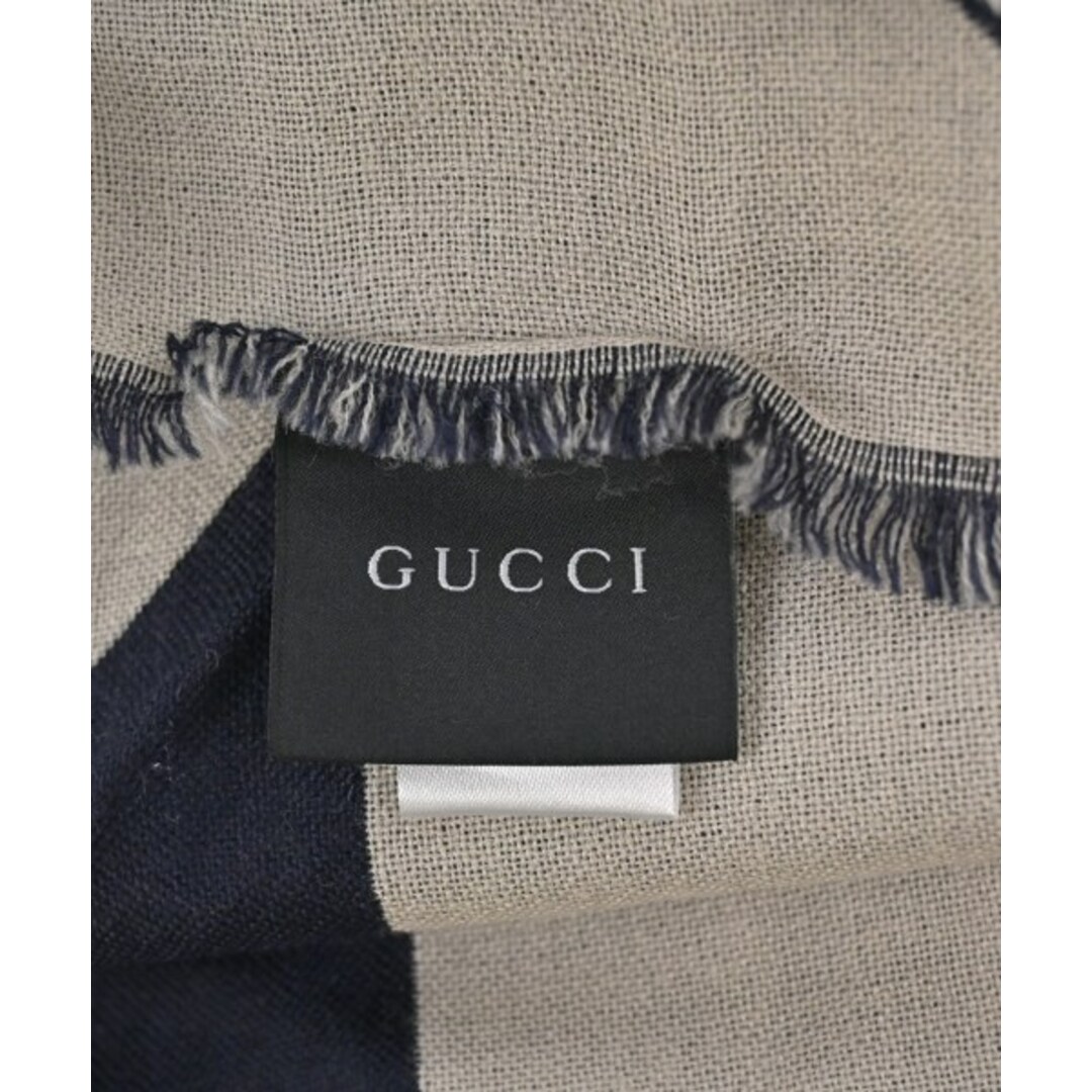 GUCCI グッチ マフラー ベージュx紺 - 4103625M0058 GUCCI - GUCCI グッチ マフラー - ベージュx紺 【古着】【中古