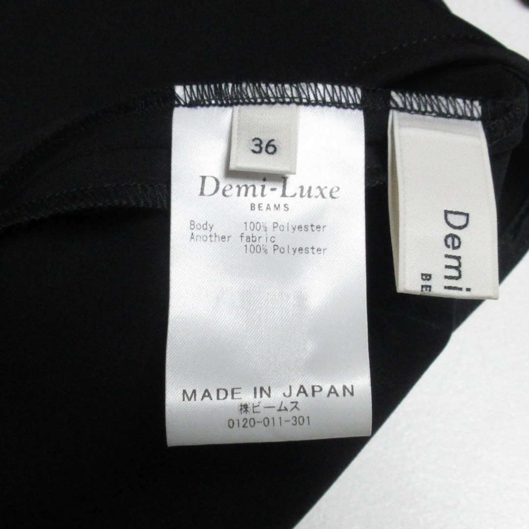 Demi-Luxe BEAMS(デミルクスビームス)の未使用 Demi-Luxe BEAMS デミルクスビームス サテンミニワンピース 長袖 ビッグカラー ドレス 36 ブラック レディース 古着 中古 USED レディースのワンピース(ミニワンピース)の商品写真