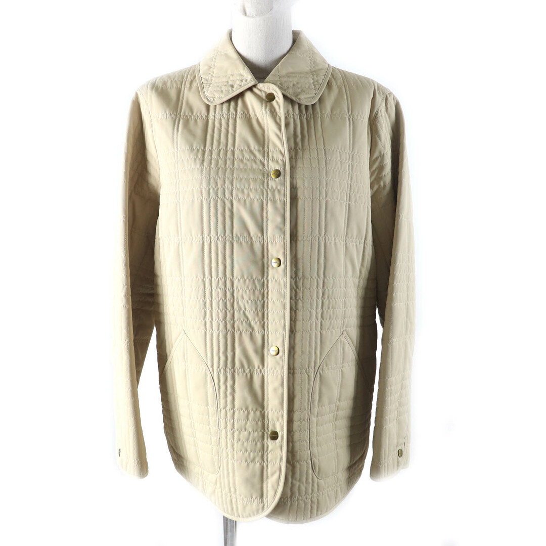 良品★BURBERRY LONDON バーバリーロンドン FD225-352 ロゴボタン付 裏地ノバチェック柄 キルティング ジャケット ベージュ 11 正規品 レディース