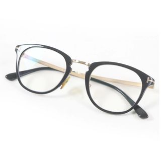 トムフォード(TOM FORD)の良品□TOM FORD トムフォード TF5466 コンビネーションフレーム メガネ 眼鏡 アイウェア ブラック ゴールド 49□22-145 度入り ケース付き イタリア製 メンズ(サングラス/メガネ)