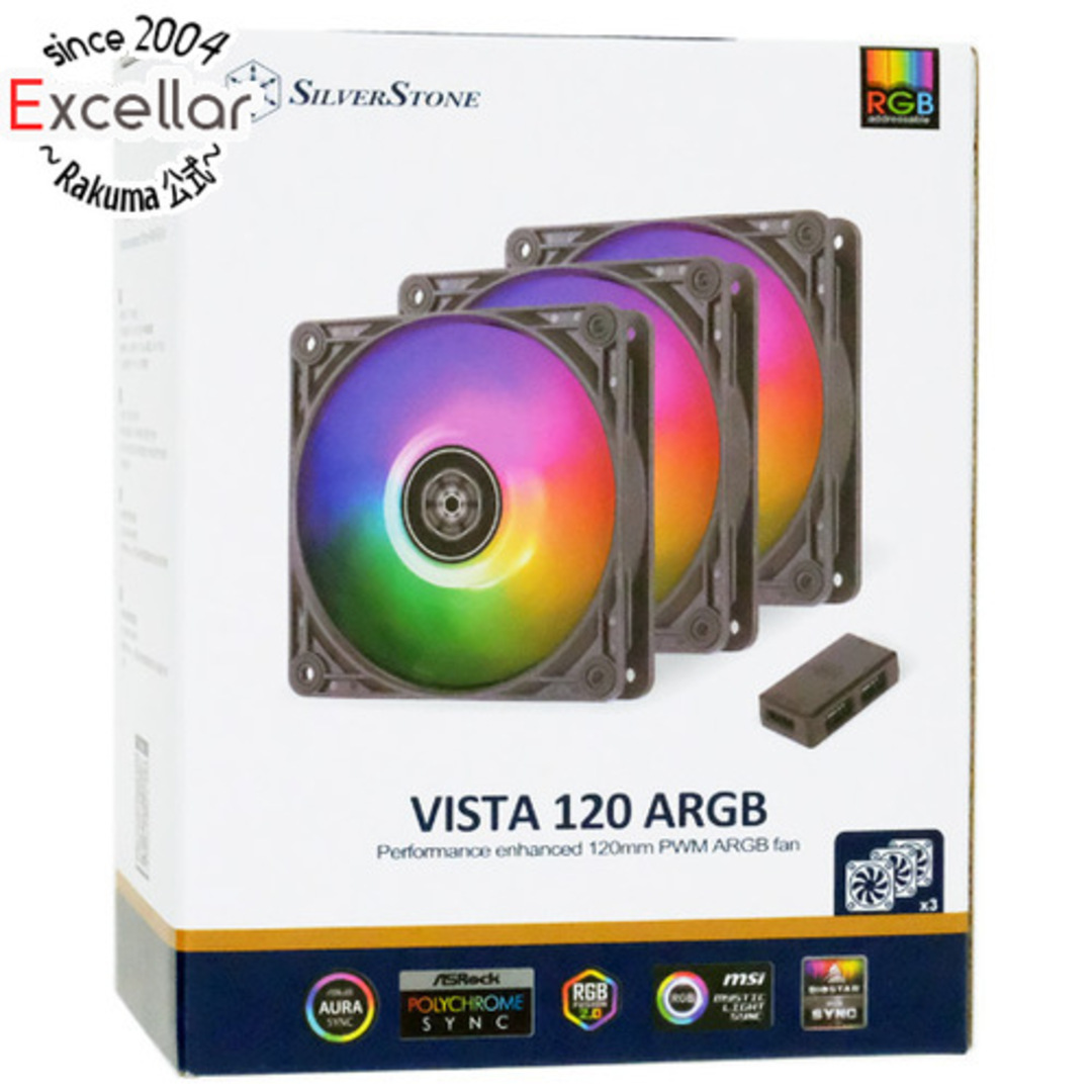 SILVERSTONE製 VISTA 120 ARGB SST-VS120B-ARGB-3PK ブラック/半透明 スマホ/家電/カメラのPC/タブレット(PC周辺機器)の商品写真