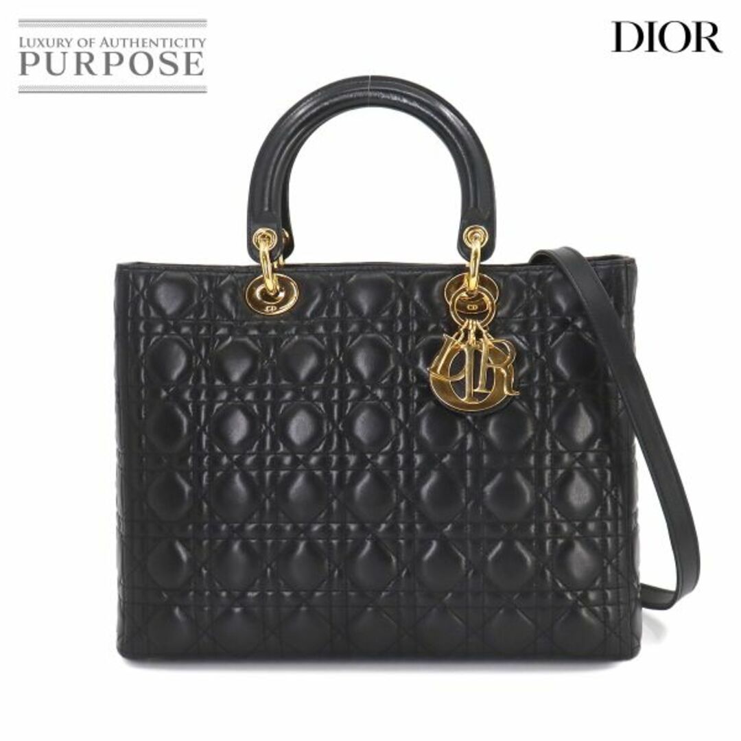 Christian Dior - 新品同様 クリスチャン ディオール Christian Dior レディディオール ラージ 2way ハンド ショルダー バッグ レザー ブラック VLP 90243505