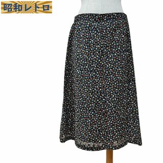 【昭和レトロ】花柄フレアースカート/13号/古着/60'70'/No.1520 (ひざ丈スカート)