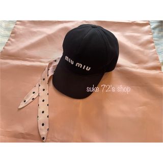 ミュウミュウ(MIU MIU)の♡miumiu♡ミュウミュウ ドット ピンクリボンつき キャップ(キャップ)