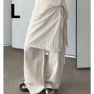 シーイン(SHEIN)のDAZY ウィメンズ ウエストゴム ルーズパンツ スカート付き、紐付きロングトラ(カジュアルパンツ)