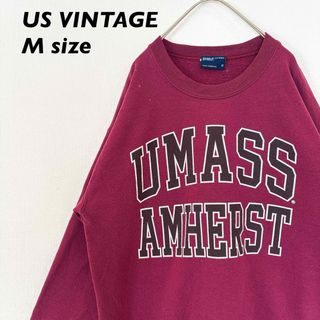 US古着　スウェット　トレーナー　ビッグプリント　カレッジロゴ　男女兼用　M(スウェット)