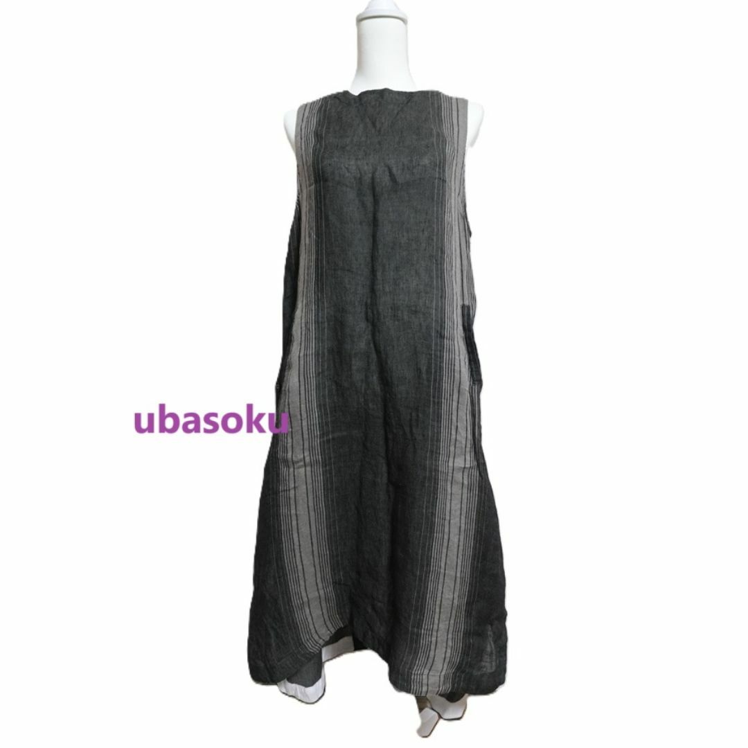 美品☆UBASOKU　ウバソク　麻　リネンワンピース　F　M~L