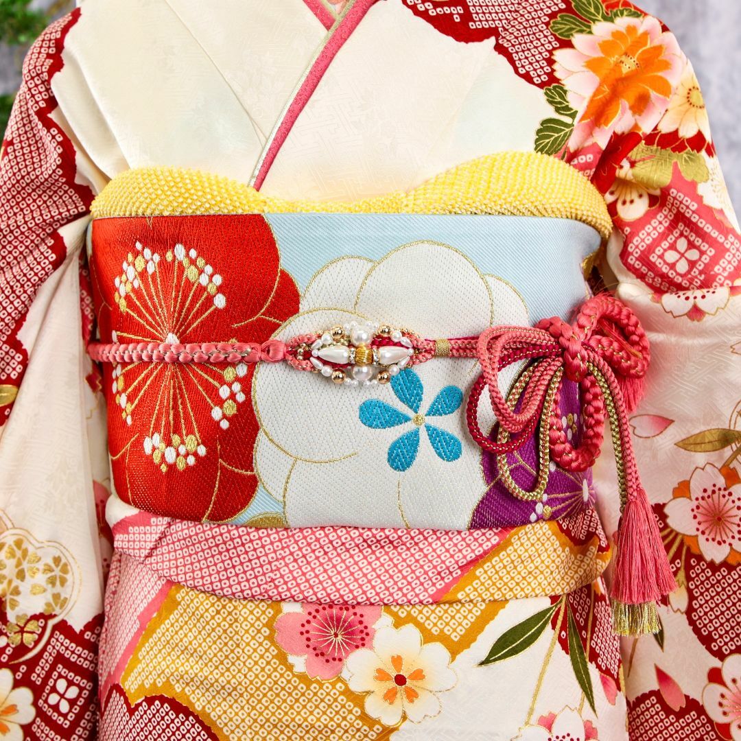 振袖フルセット 振袖セット 振袖 Lサイズ 白×古典 美品 成人式