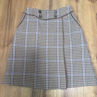 Fluffy チェックスカートベージュ系(ひざ丈スカート)