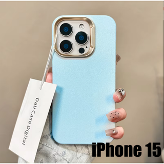 アップル(Apple)のiPhone 15 無印ケース　ライトブルー (青系)　可愛くお洒落♡(iPhoneケース)