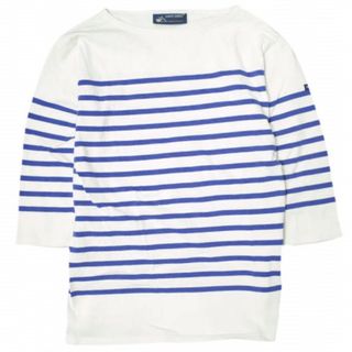 SAINT JAMES セントジェームス フランス製 NAVAL 3/4 ナヴァル ボーダーボートネック七分袖Tシャツ 1 ホワイト/コバルトブルー カットソー トップス【中古】【SAINT JAMES】