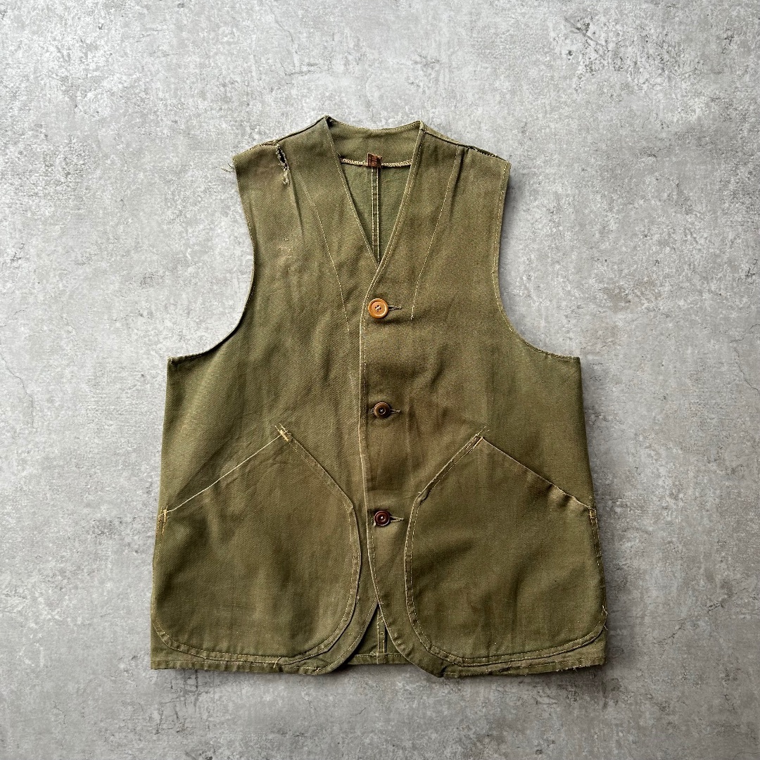 VINTAGE - 30s40s hettrick へトリック ハンティングベスト オリーブ